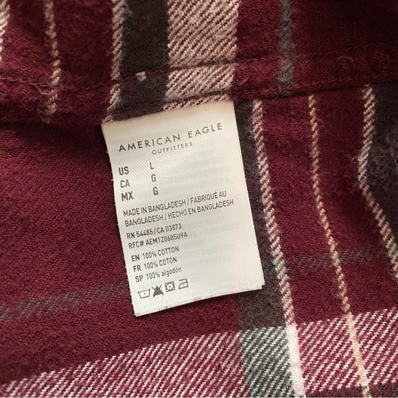 Men’s American Eagle Red Flannel Shirt Size Large - Picture 4 of 4